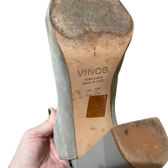Vince Addison Peep-Toe Suede Bootie Boots Grey Size 10 - Picture 10 of 10